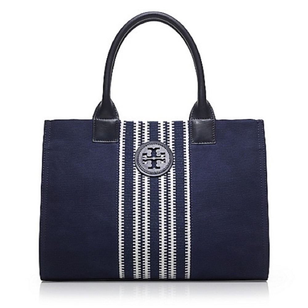 Tory Burch Ella Striped Canvas Tote Bag